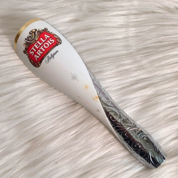 Stella Artois Belgium Belgian Beer Handle Tap White Chrome Metal - Picture 1 of 10